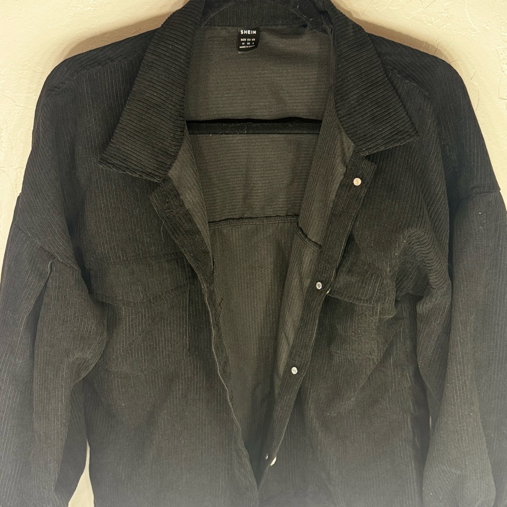 SHEIN Black Lightweight Shirt Jacket